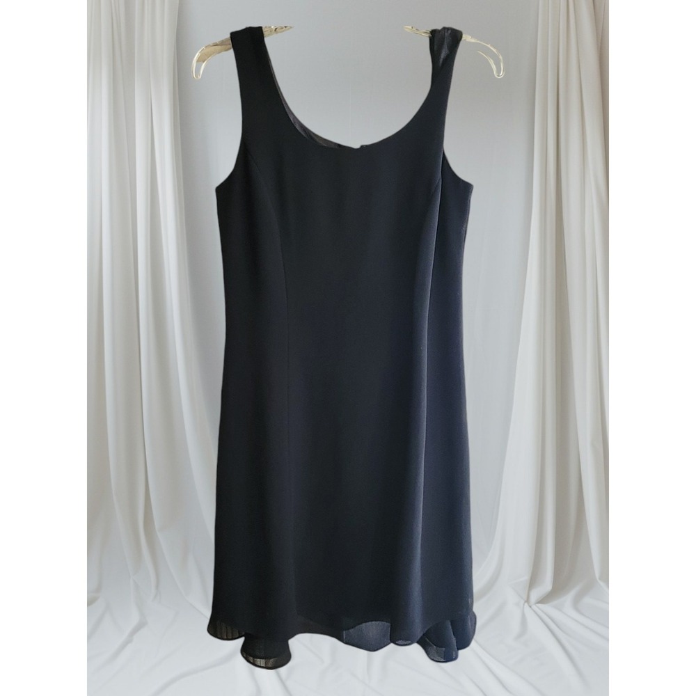 KS Little Black Dress Size 6P Sleeveless Lined Knee Back Zipper Ruffle Goth Y2k - Picture 2 of 8